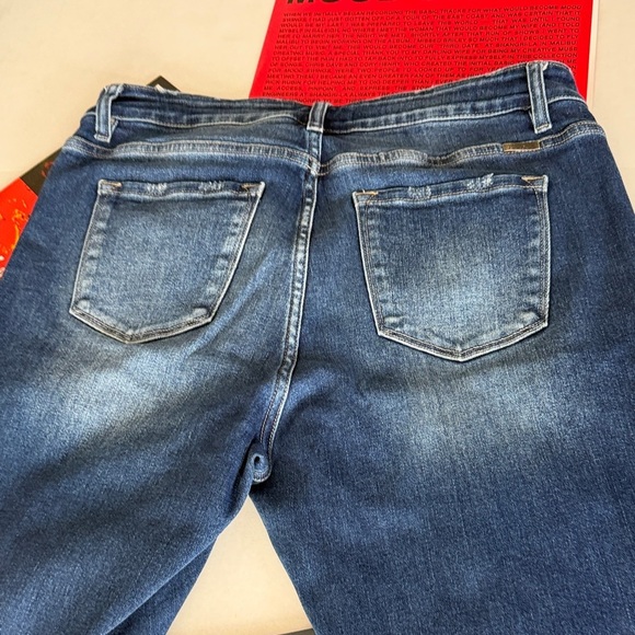 KanCan Distressed Skinny Jeans Medium Wash Raw Hem Stretch Denim Size 14 Women - Picture 12 of 15